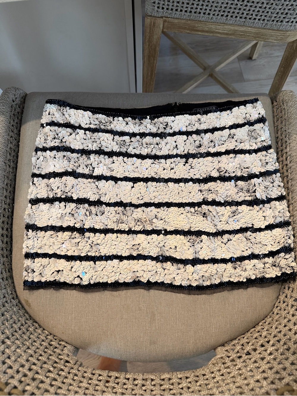 Gryphon Black and White Loop-Textured Mini Skirt